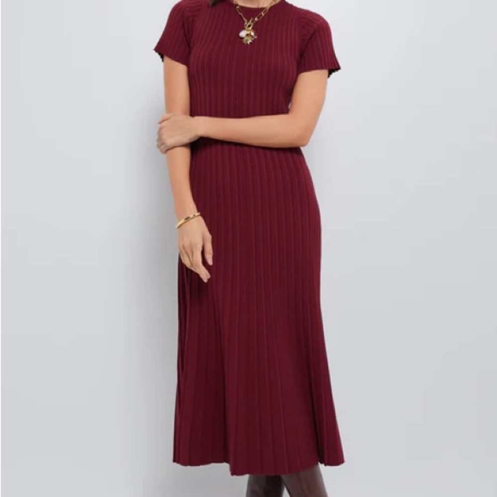 NWT Hyacinth House Oxblood Knit Murphy Swing Midi Dress M